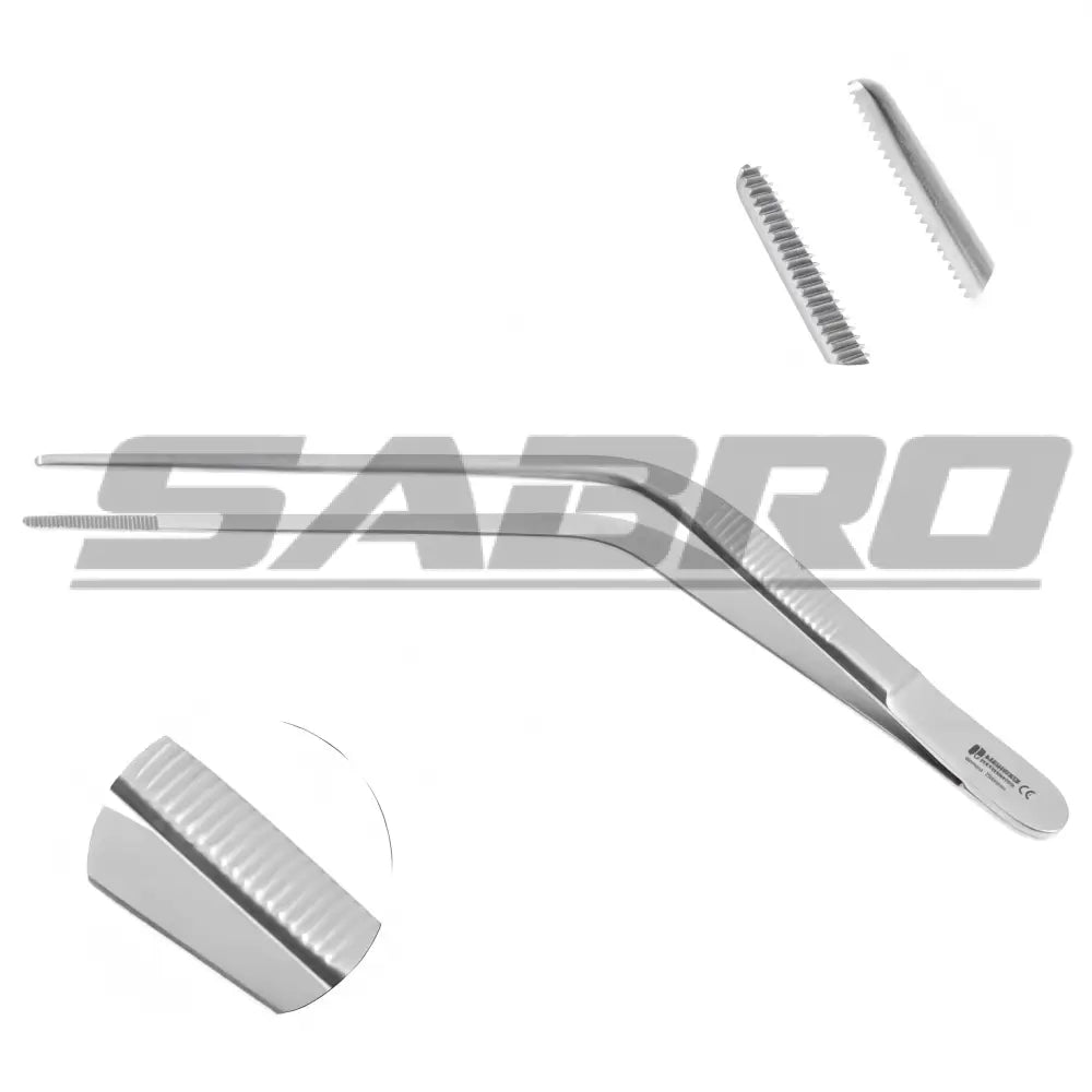 Wilde Dressing Forceps - Angled Serrated Tips