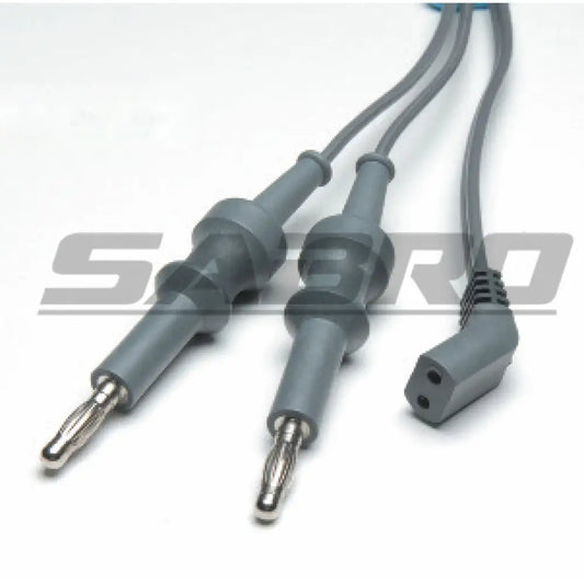 Bipolar Cable for Bipolar Forceps 2 Banana 2 Pin Plug Angled 10’ (3m) Length