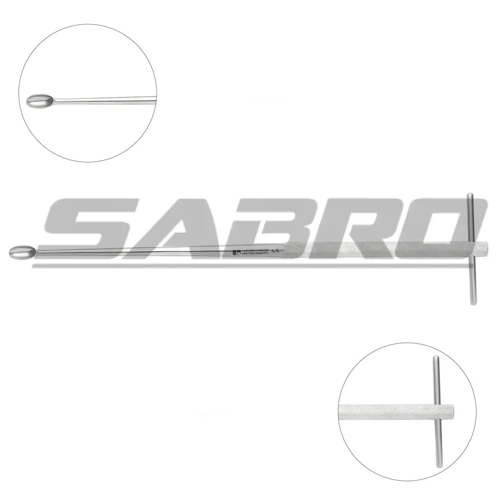 Bone Curette Straight Knurled T Handle