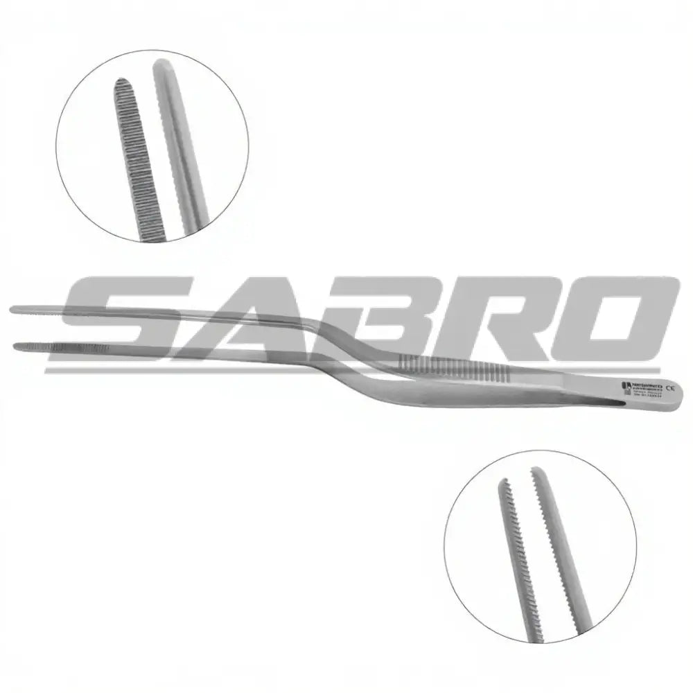 Lucae Bayonet Dressing Forceps - Delicate Serrated Jaw